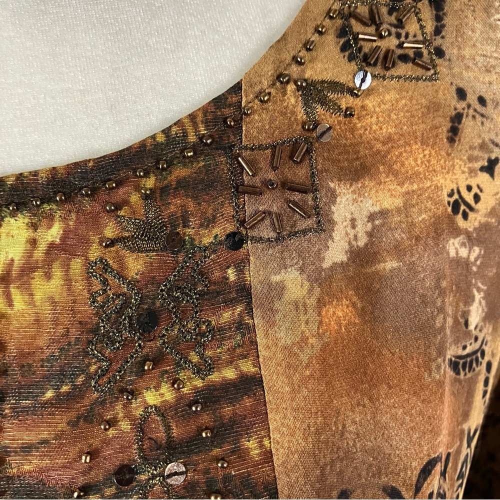 Chico's Silk Linen Beaded Patchwork Tunic Blouse … - image 7